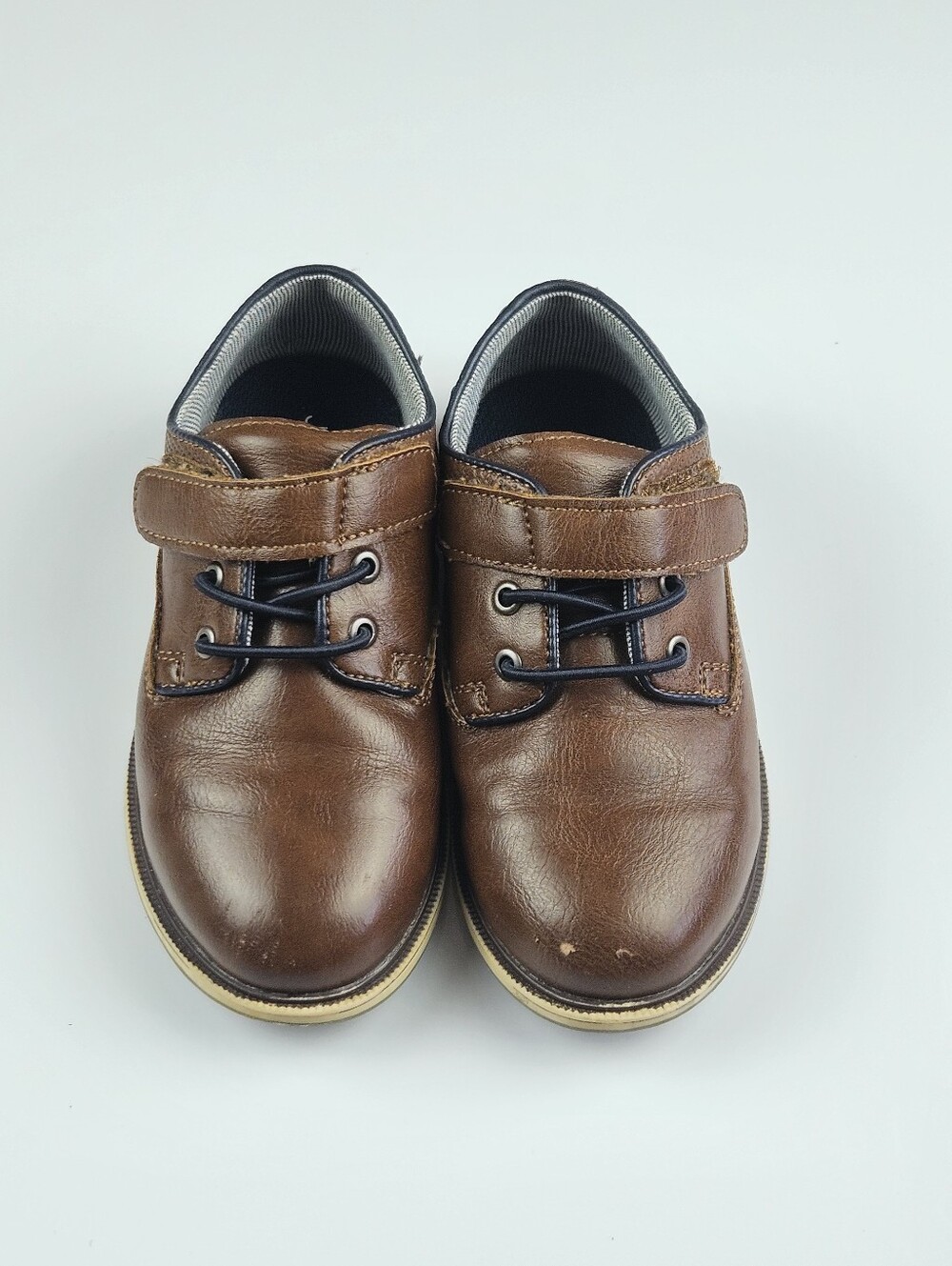 Cognac Brown Toddler Boys Dress Oxford Hook And Loop Closure Shoes Size 10